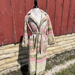 #Mother’sDay Upcycled Vintage Quilt Jacket Pink And Green 