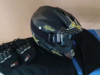 Motorcycle helmet and gloves