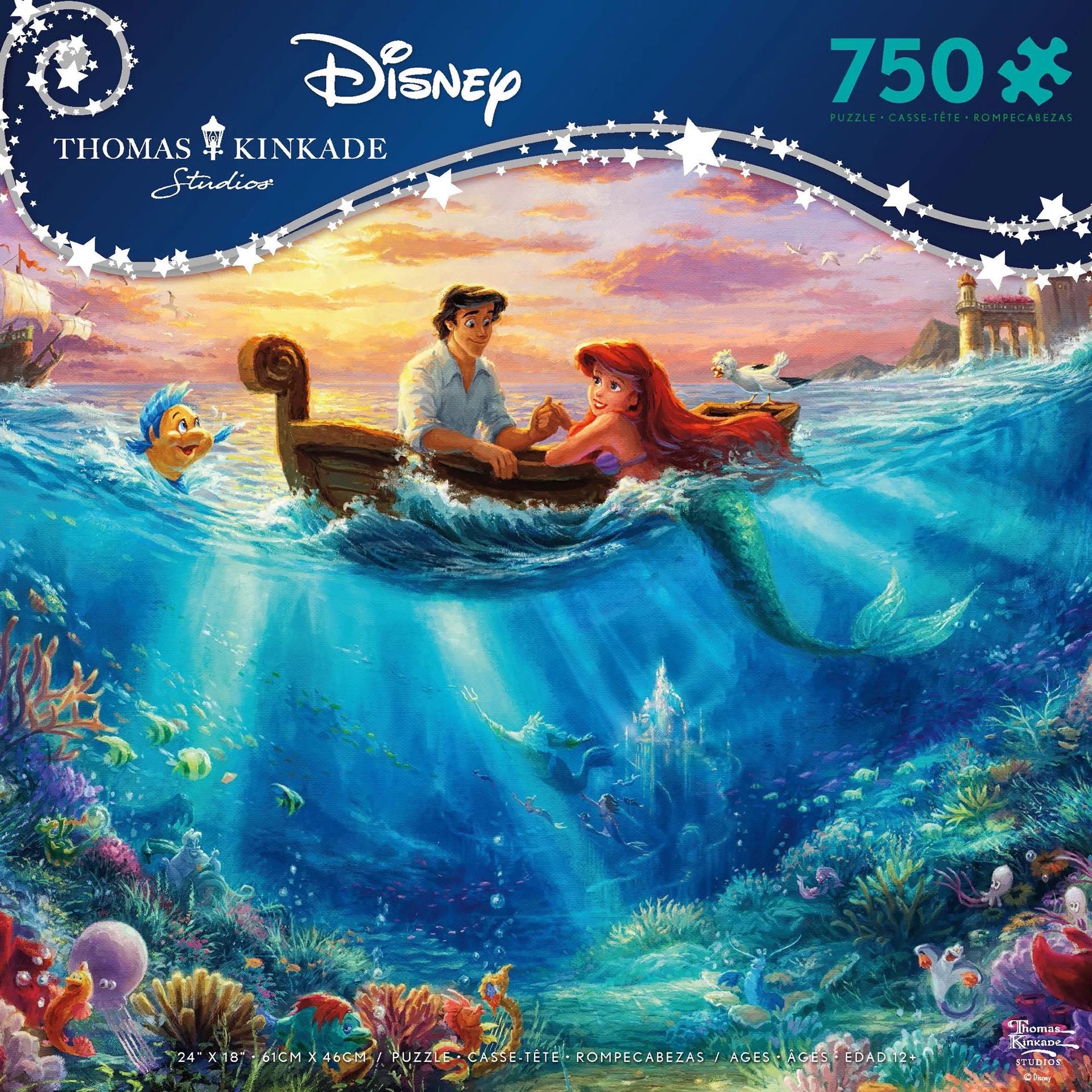 KinkadThomas Kinkade Disney 750 Pcs Puzzle The Little Mermaid OR Snow White NEW