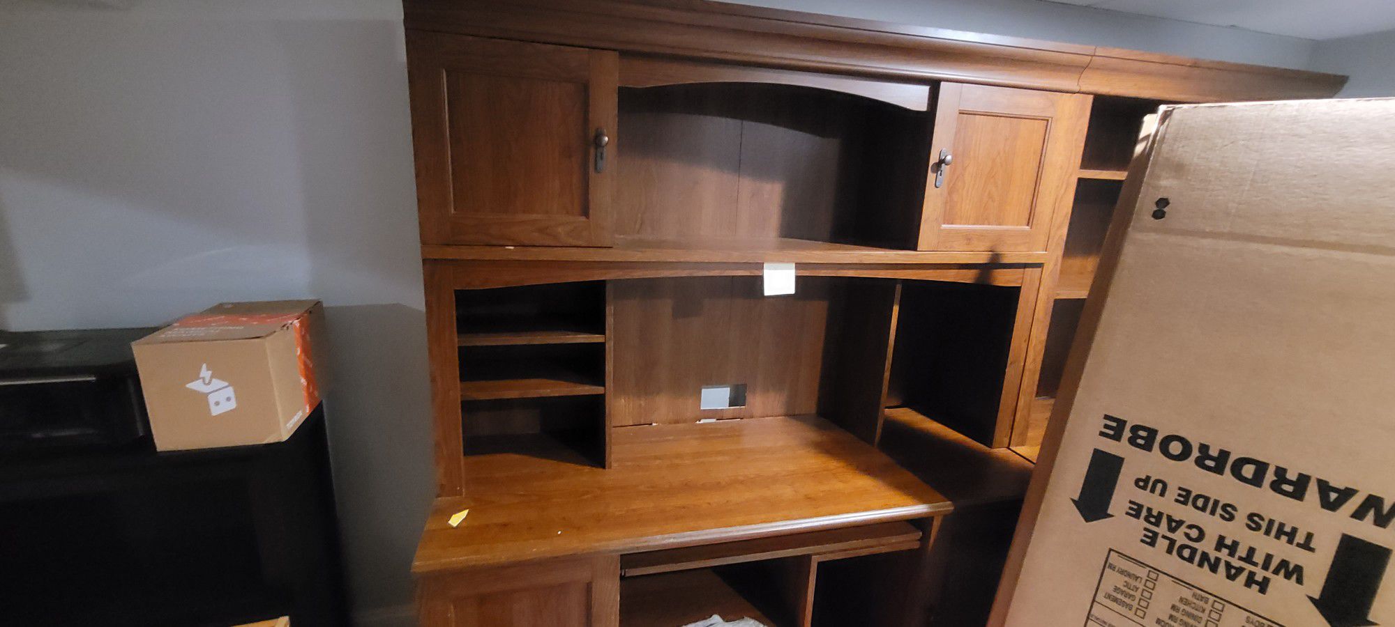 desk with shelf/filing cabinet 