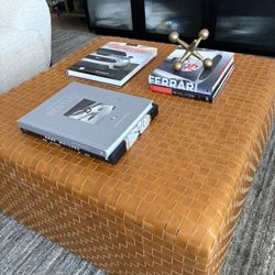 Anthropologie Leather Coffee Table Ottoman 