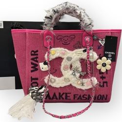 CHANEL Hot Pink Decorative Deauville Beaute Bag & Gift Bag