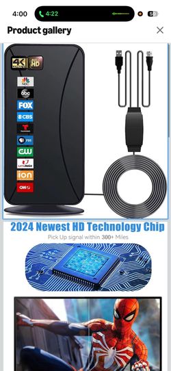 TV Antenna - Amplified HD tv Antenna for Smart tv Sling hd Antenna 300 Miles Long Range - Support 4K 1080p Indoor HDTV Local Channel