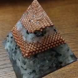 Handmade Copper Orgonite Pyramid – Quartz & Black Tourmaline 
