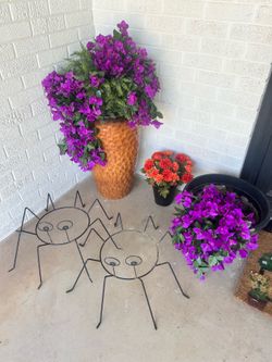 Pots and artificial flowers