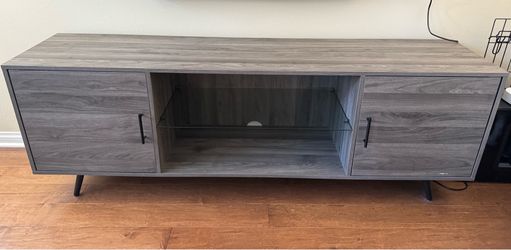 Grey Wood Grain TV Stand Media Console