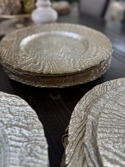 18 Glass Champagne Color Charger Plates Set