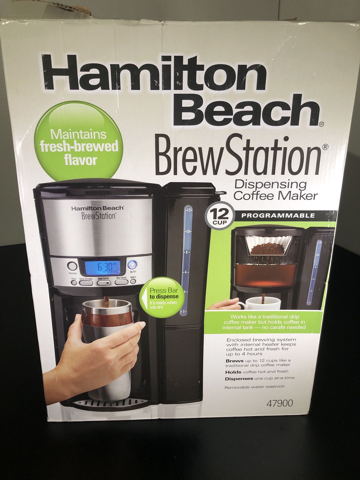Hamilton Beach Coffee Maker Machine 12 Cup BrewStation Programmable 47900, Black