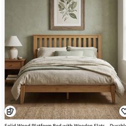 Solid Yellow Pine Simple All Wood Bed frame With Slats $25, See Description Please  
