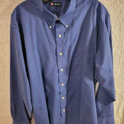Chaps Men's Blue Dress Shirt Size 17 1/2 34/35 Regular Fit 