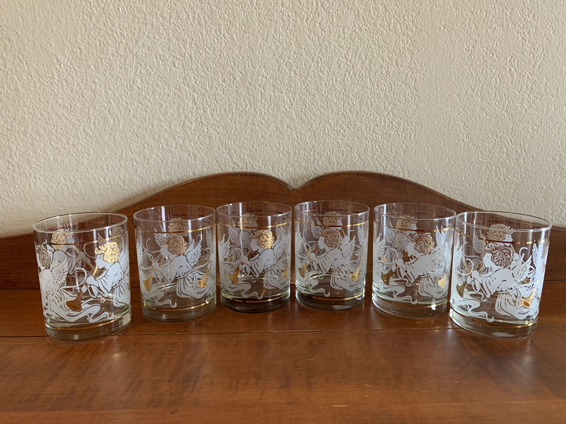 MCM Vintage Mid Century Modern M W Periscope Six Old Fashioned Glasses Angel Musician
