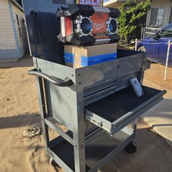 Tool Cart 5 Drawer Gray U.S. General Milwaukee Job site Radio Pelican Flashlight 