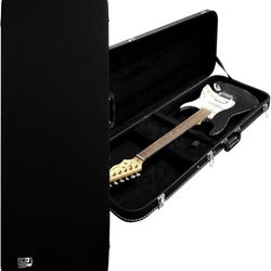 Electric Guitar Hard Case, Heavy-Duty Hard-Shell for Fender Strat/Tele, Multi-Layer Protection with PVC Shell & Plush Interior, Includes Storage Compa