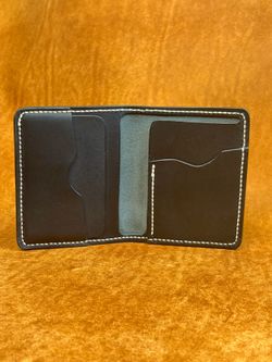 Leather Mini Wallet Card Holder Dark Navy