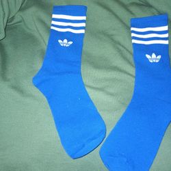 Adidas Socks  Blue With White Stripes 