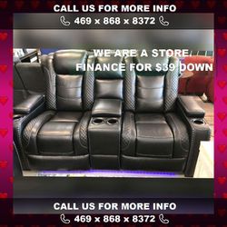 Party Time Midnight Power Reclining Living Room Set Sofa And Loveseat