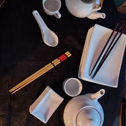 Sushi Dinner Set Down To The Teapots And The Chopsticks