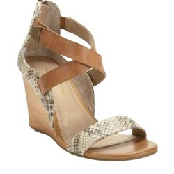 Kenneth Cole Tan Snakeskin Wedges