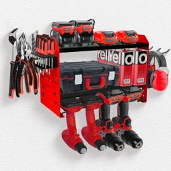 Power Tool Organizer Wall Mount, Utility Racks with 4 Drill Holder for Garage Organization. Father's Day GIFT