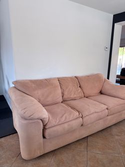 Super Comfortable Beige Microfiber Queen Sleeper Sofa / Pull-Out Couch with Slipcover