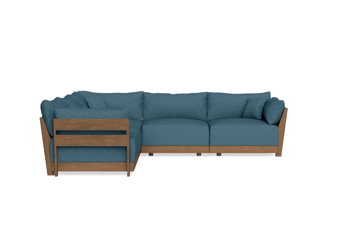 CABA Design Modular Bondi Espresso 5-Seater Corner Sectional in Aegean Blue | Classic Blend