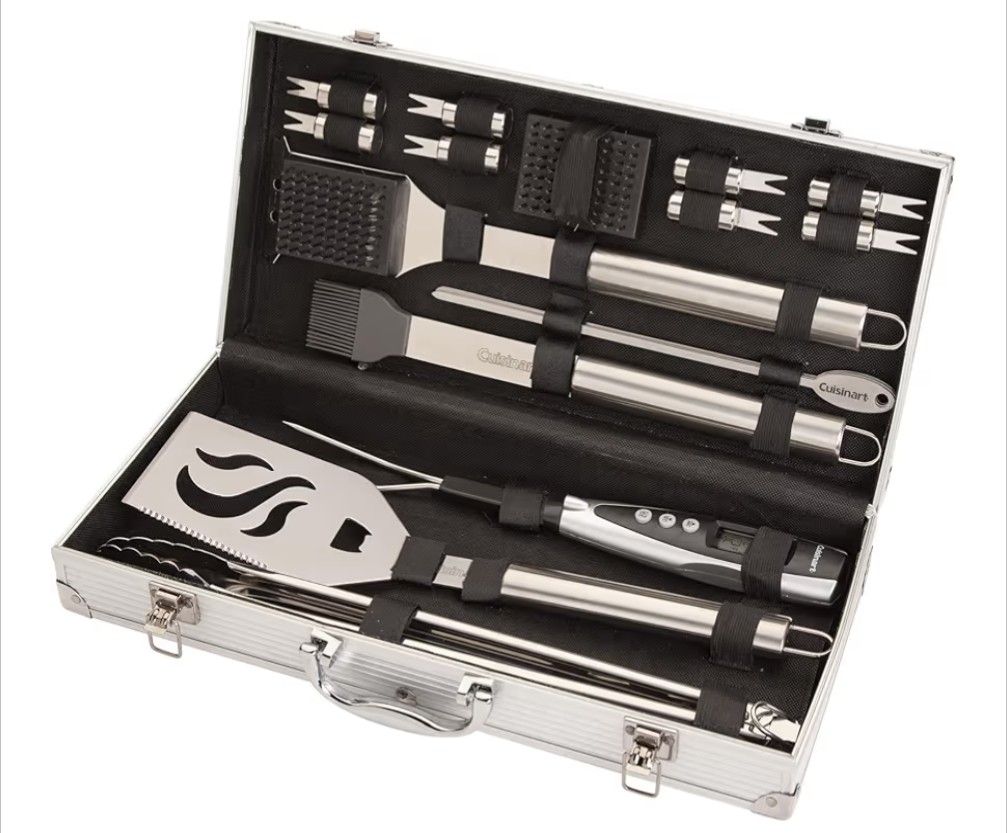 Cuisinart Deluxe Steel Grilling Tool Set with Aluminum Storage Case(20-Piece)