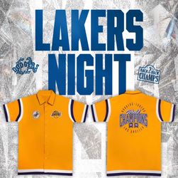 Lakers Dodgers World Champions Button-Up Shirt Medium