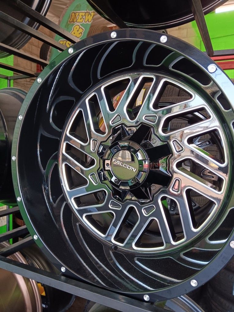20X12 Black Falcon Off-road Wheels 33 1250 20 Mt Tires