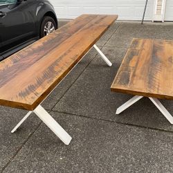 Rustic Farmhouse tables    measurements are 9’10” long 28.25” wide for the big table and 6ft long 28.25” wide on the smaller one  Pick up in orting  L