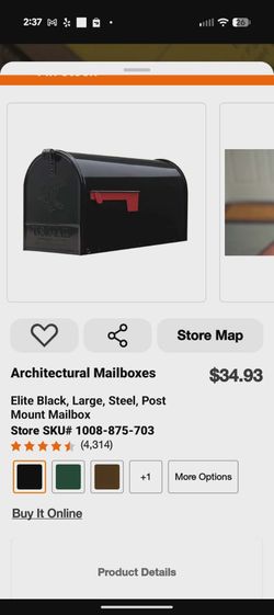 Architectural Mailboxes Elite Black Large Steel Post Mount Mailbox