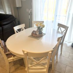White Dining Room Table And 7 Chairs 