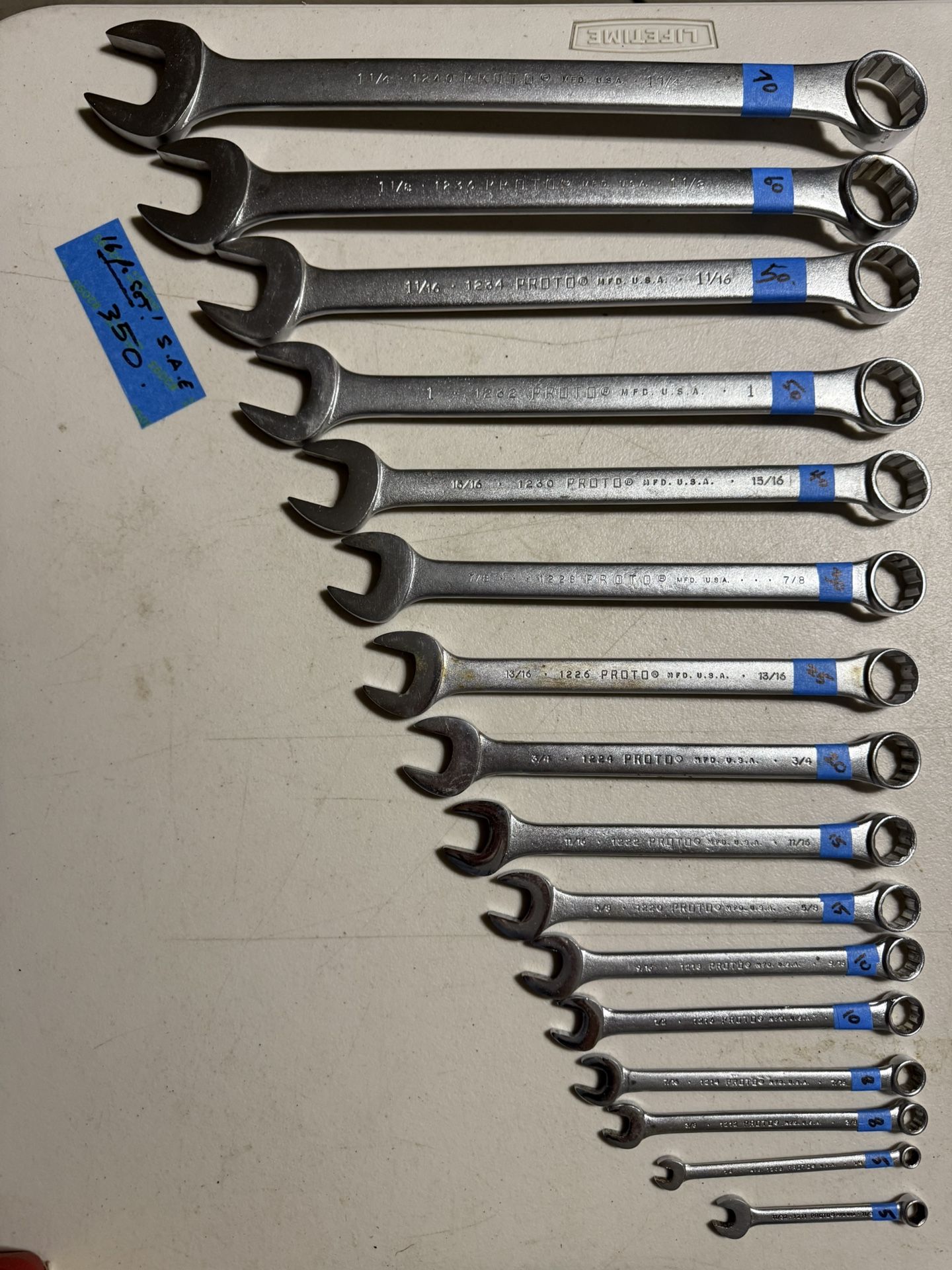 16 pc Proto Wrench Set SAE MADE IN USA 