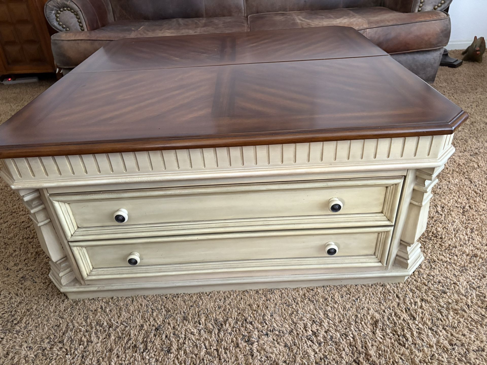 Half Lift Coffee Table- One Deep Drawer In Front And Storage Under Lift