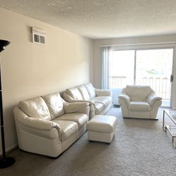 Italian Leather Sofa Set – White/Eggshell – Excellent Condition