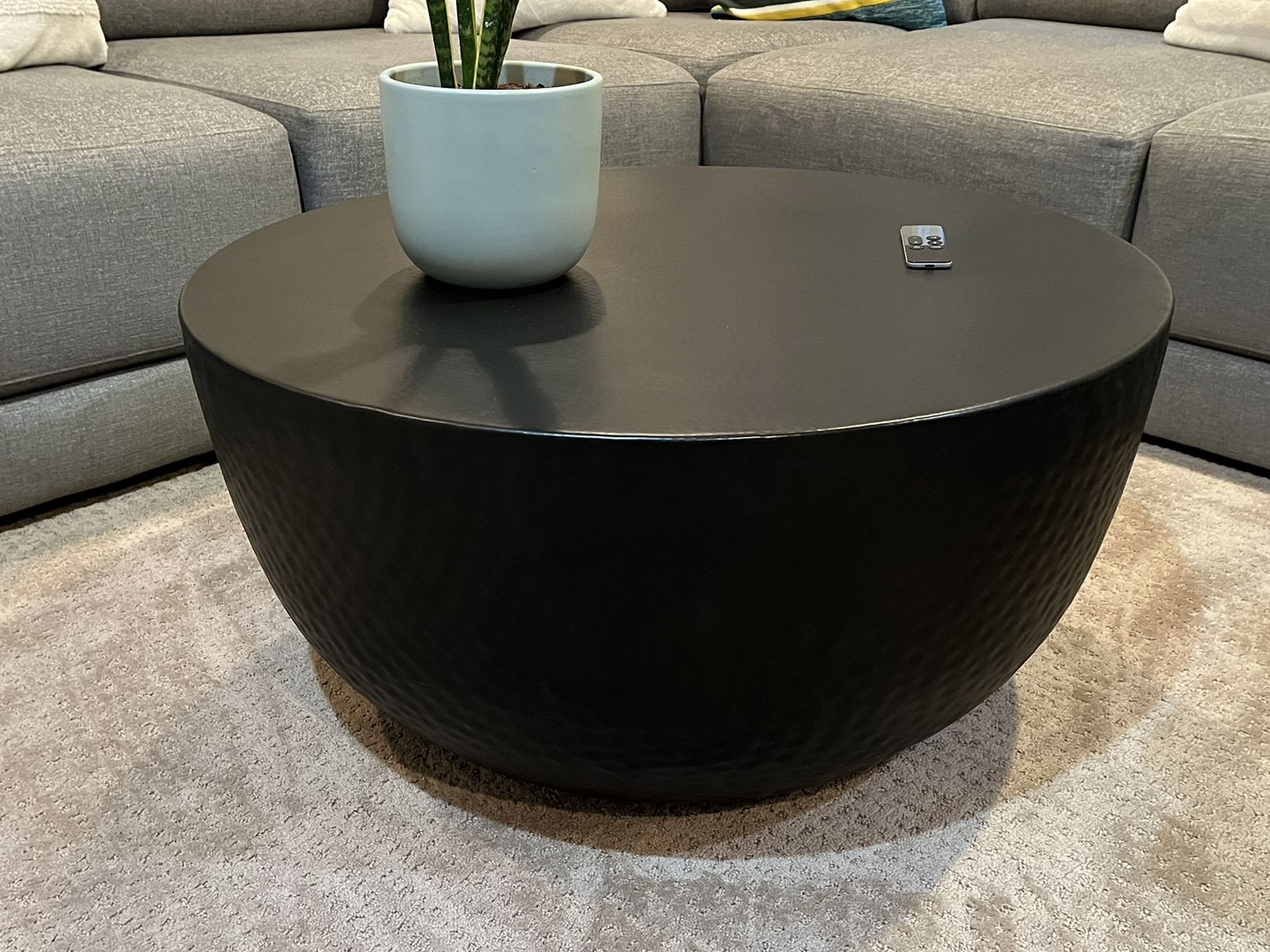 Crate and Barrel Fernando Metal Drum Coffee Table