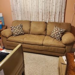 Camel Color Suede Like Sofa..Size 7ft Long..Brand New With Tag On It..very Comfortable!!