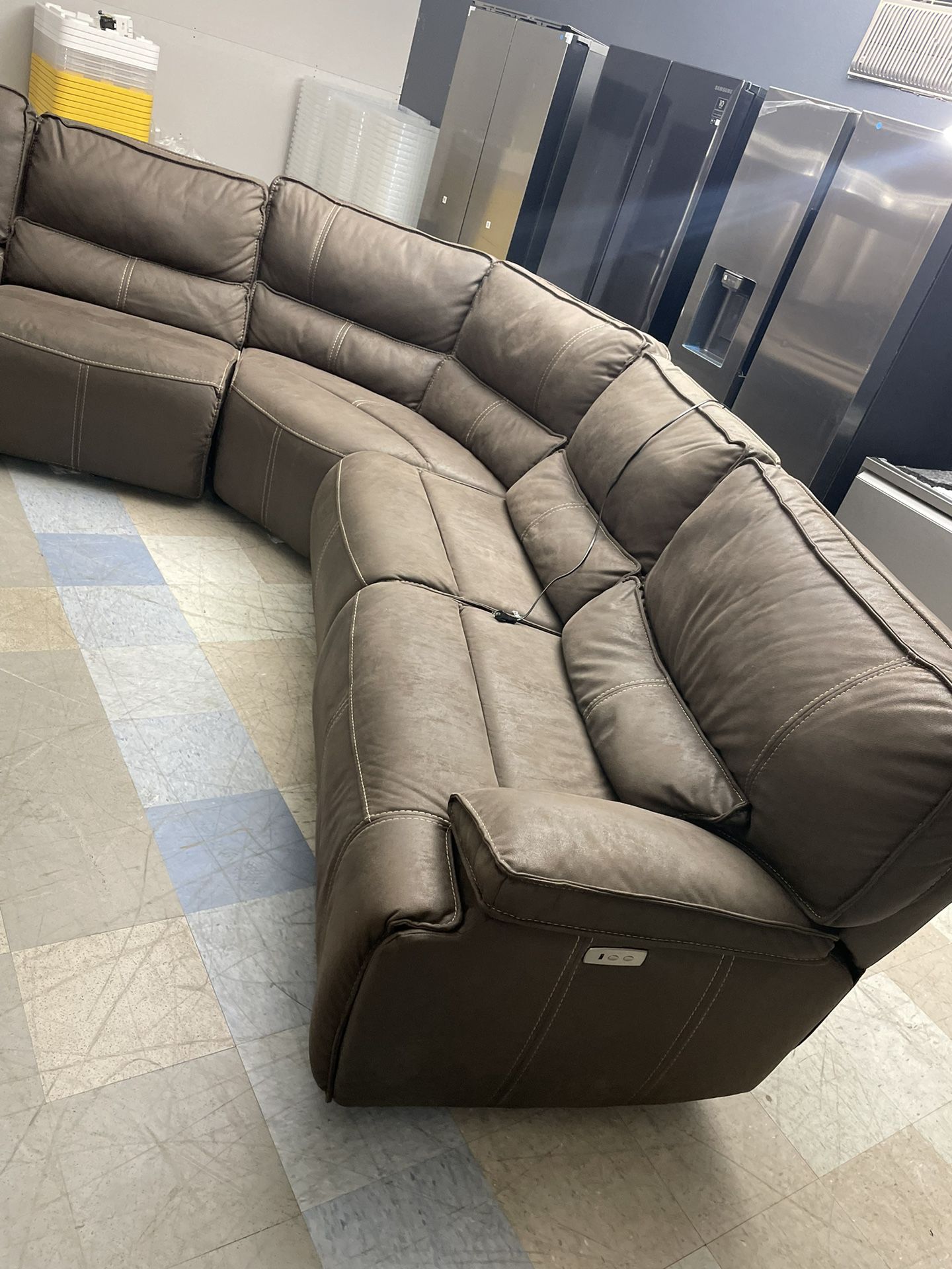 Power Sectional Brown Couch - Delivery Available 