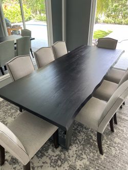 Solid Wood, Live Edge 96” Dining Table in black