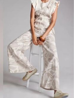 MAEVE Wide leg overalls ivory beige flower