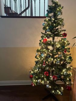 Artificial Christmas Tree with Lights and Ornaments