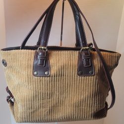 Tommy Hilfiger Tan Corduroy Tote Bag