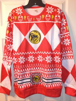 Mighty Morphin Power Rangers Red Ranger Ugly Christmas Sweater 