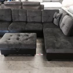 Gray Microfiber Sectional Couch