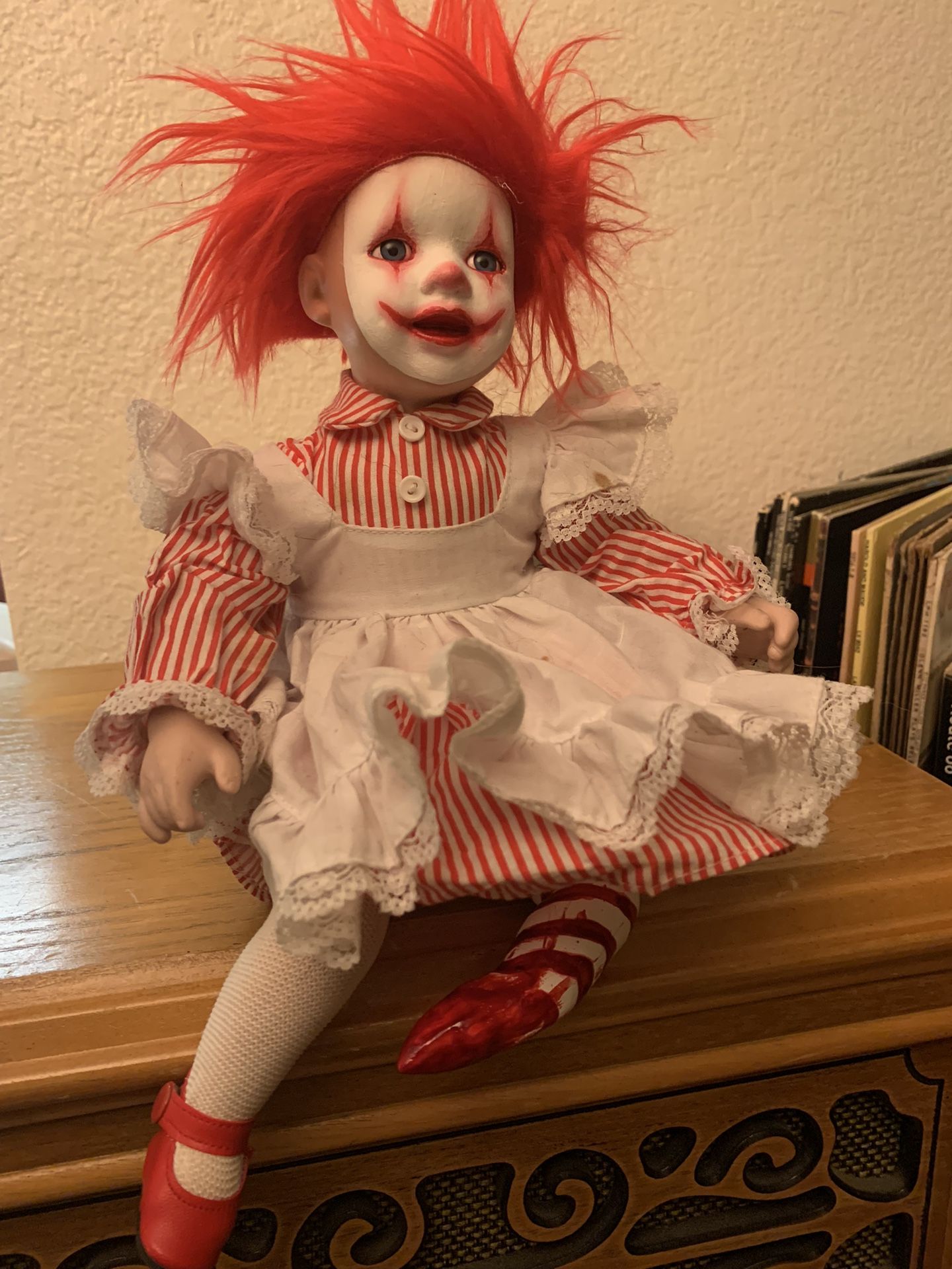 Candy Cane Clown Doll
