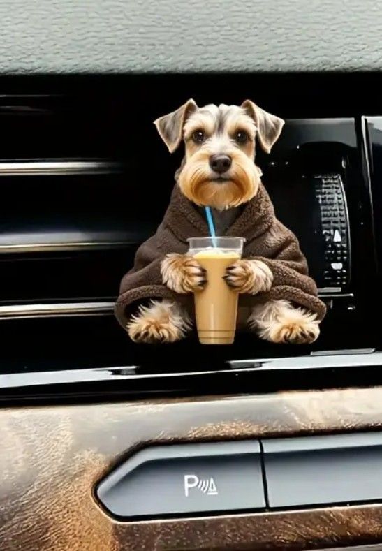 Cute 3D Print Schnauzer Dog Car Air Freshner Vent Clip