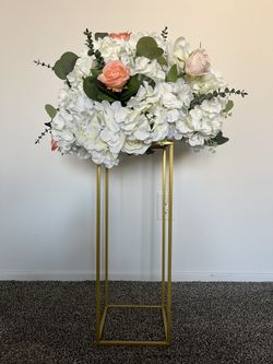 Ivory & Pink Faux Floral Cloud + Pedestal