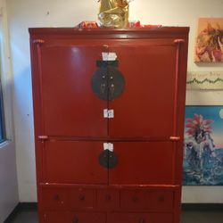 🔥 Red Lacquer / Chinese Armoire 