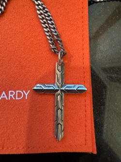 John hardy sterling silver curb necklace (20 in) and cross pendant