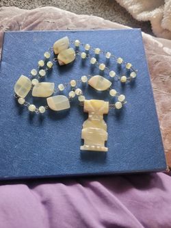 Carved Agate Aztec/Mayan Necklace