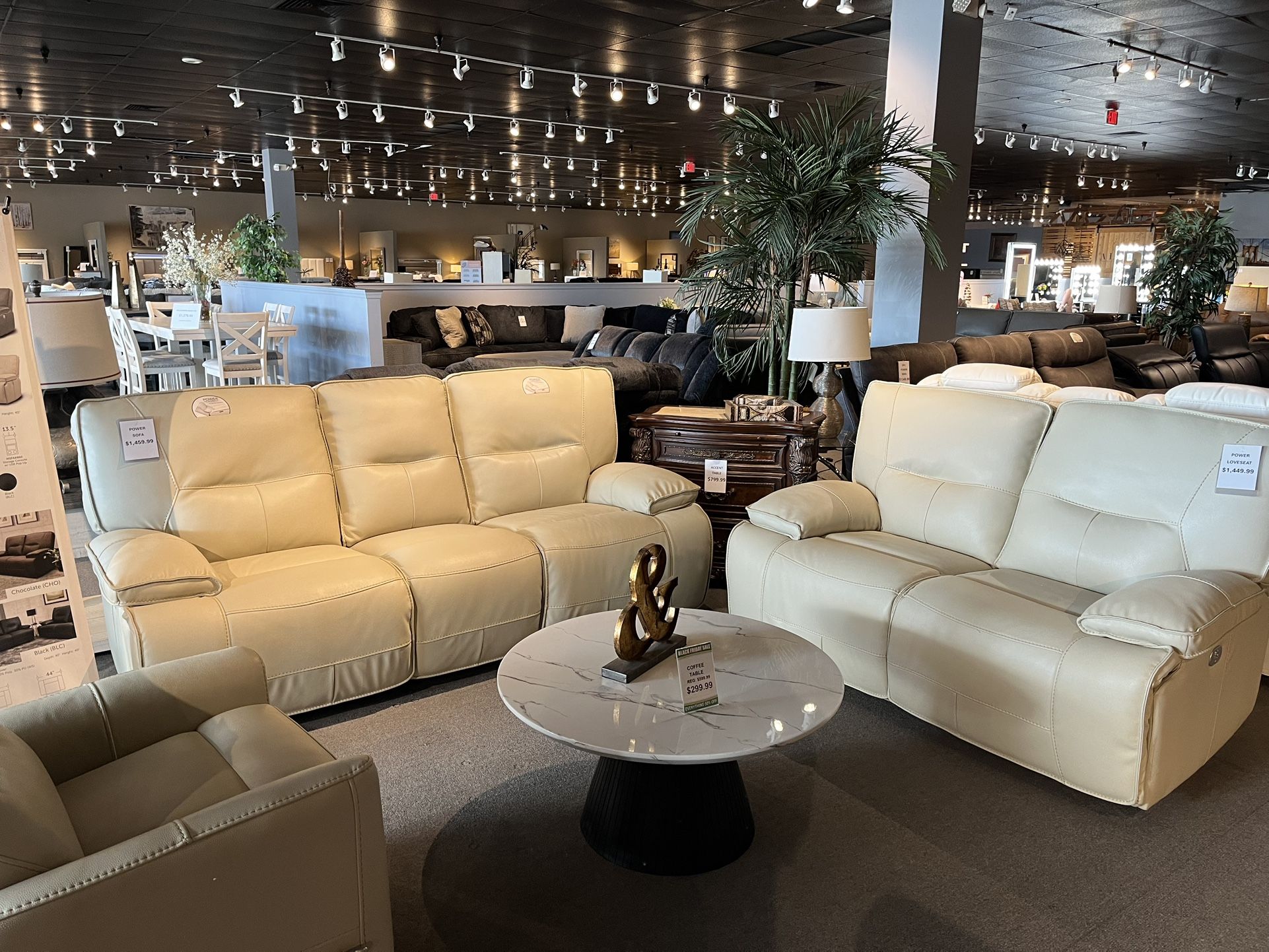 Beige Power Reclining Sofa And Loveseat